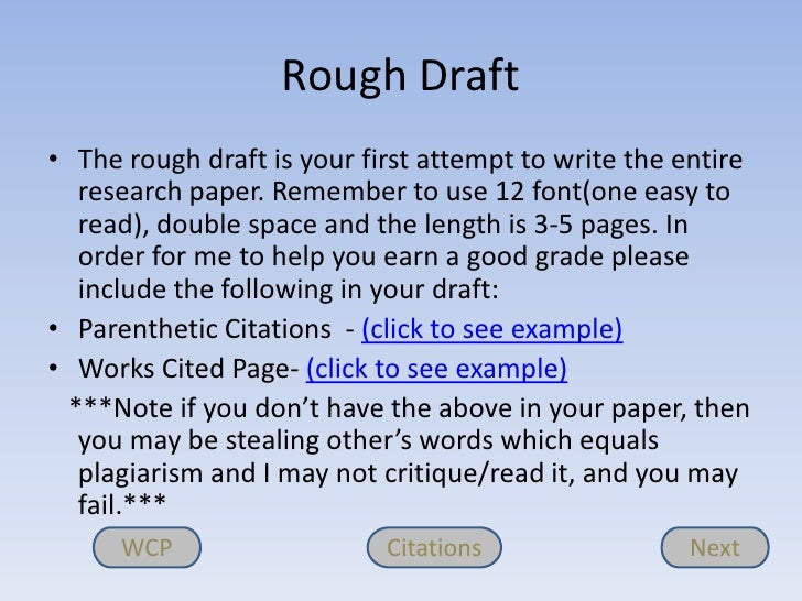 Draft for research paper example